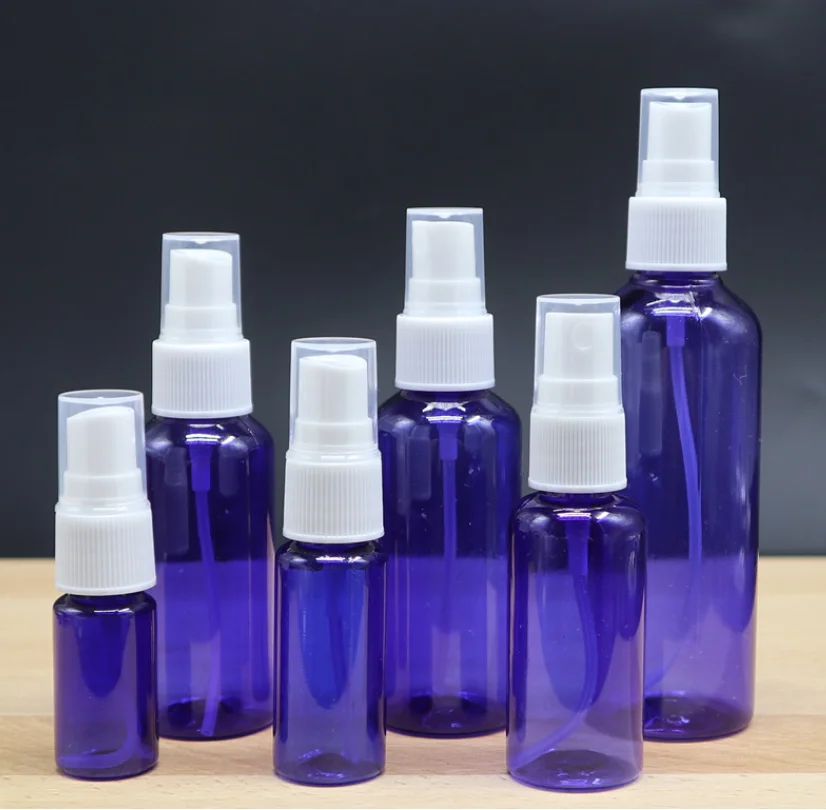 100 шт./лот синие многоразовые флаконы дорожный пластиковый распылитель для духов