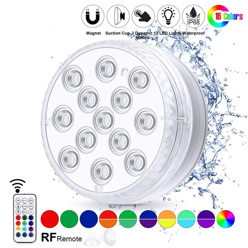 13 светодиодный RF с дистанционным управлением RGB погружной светильник подводный