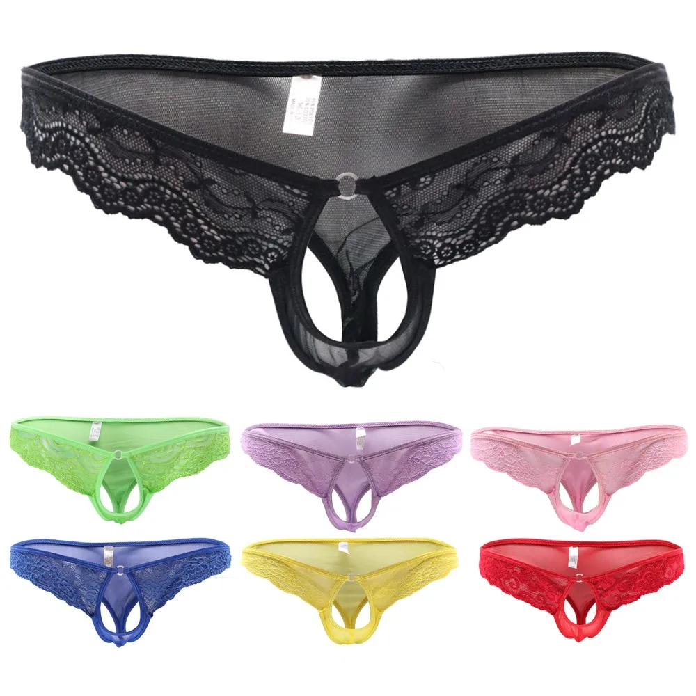 

Man Men's Sexy Sheer Transparent Lace Thongs G-string Panties Briefs T Back Panties Open Crotch Jockstrap Gay Underwear Pink Red