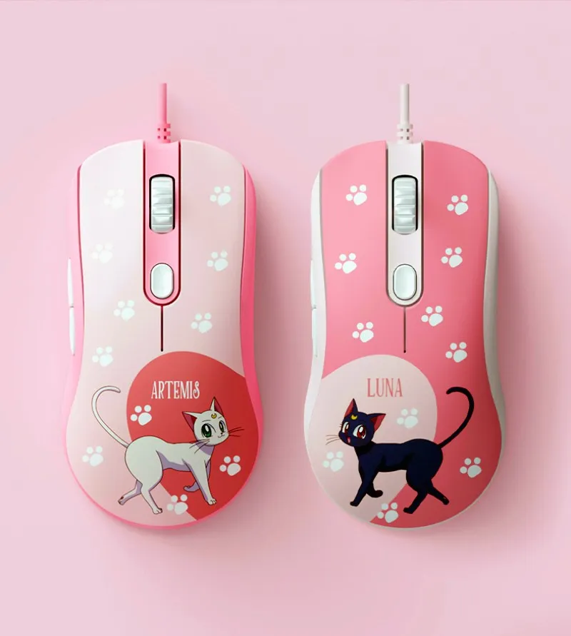 

New AKKO AG325 Sailor Moon Artemis Luna gaming Mouse 5000dpi wired pink cartoon cat game Mouse gift for girl