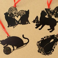 2pcs cute black cat bookmark holder paper marker metal hollow bookmark stationery supplies bookmarks for books new