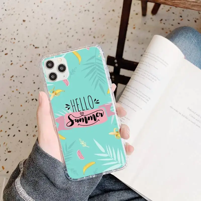 

Cool in summer letter green leaf Phone Case Transparent soft For iphone 5 5s 5c se 6 6s 7 8 11 12 plus mini x xs xr pro max