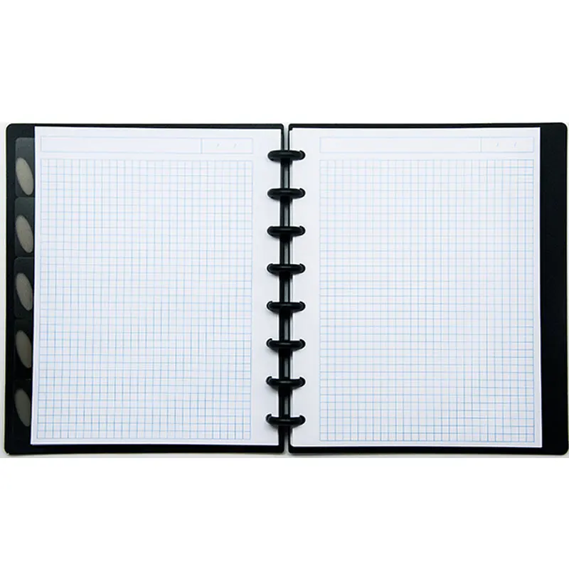 Блокнот с грибовидным отверстием 24 шт. черный кнопками листьями для ноутбука