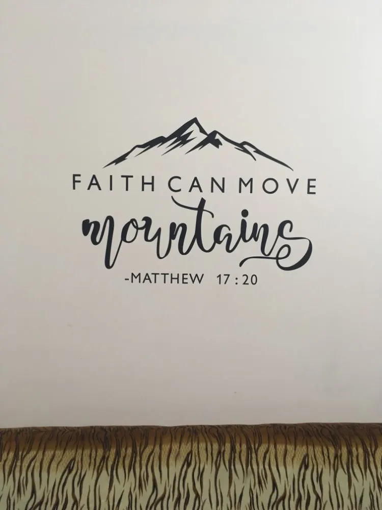 Вера может двигаться горы-Матфея 17:20-Библейский стих виниловая наклейка на стену