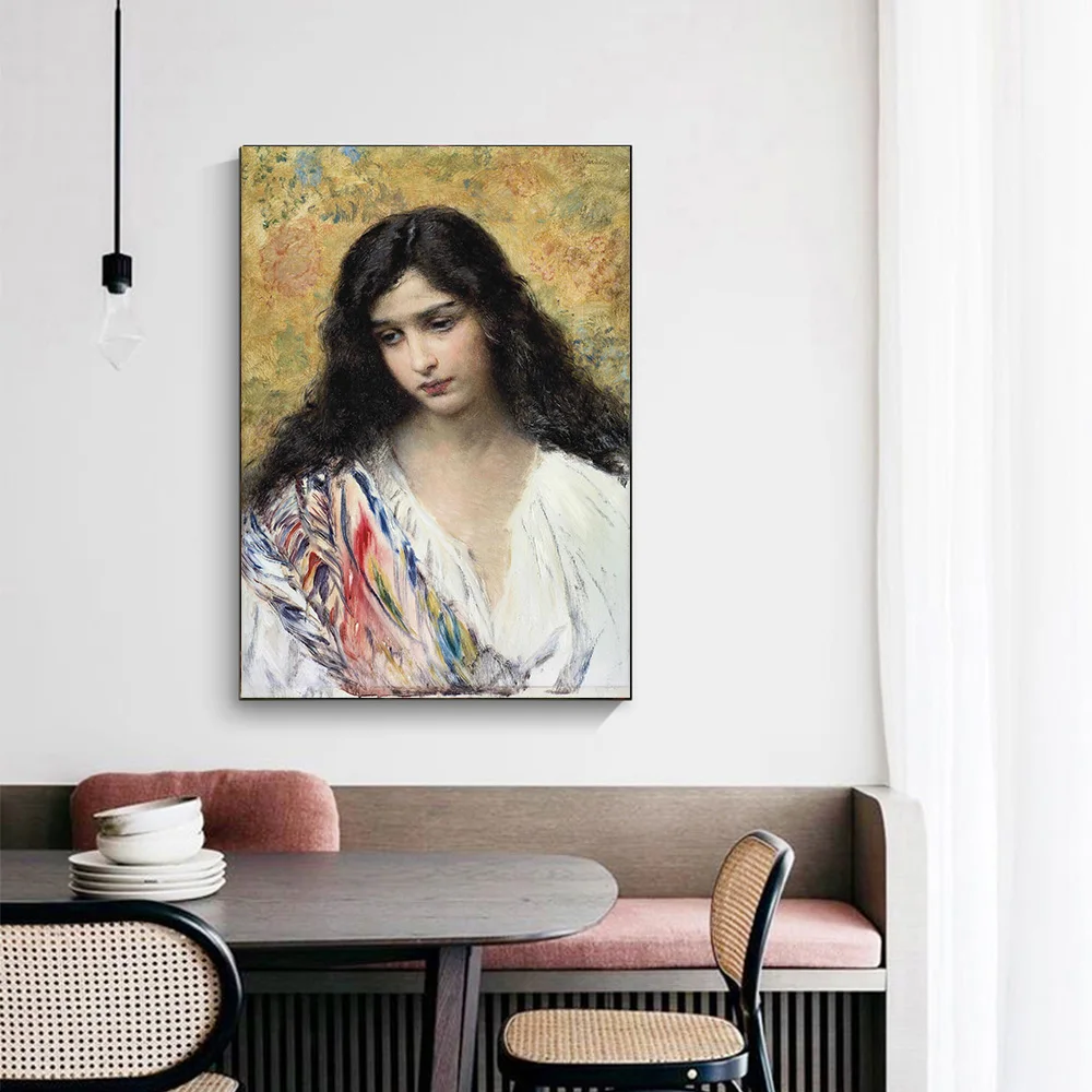 

Citon Canvas Art Oil Painting Konstantin Makovsky《Russian Beauty》Artwork Poster Picture Modern Wall Decor Home Decoration
