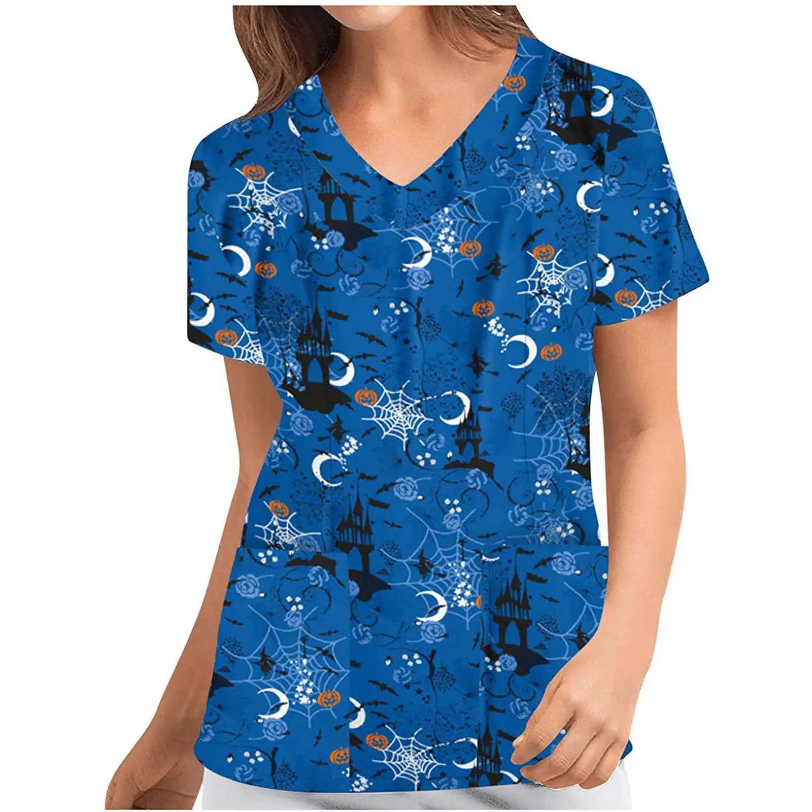 Женская футболка с коротким рукавом и V образным вырезом|Униформа медсестры| |