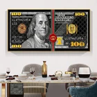 100, цена в долларах, черный и золотой деньги отпечатки на холсте офис Декор настенная живопись мотивационный постер изображение домашний декор