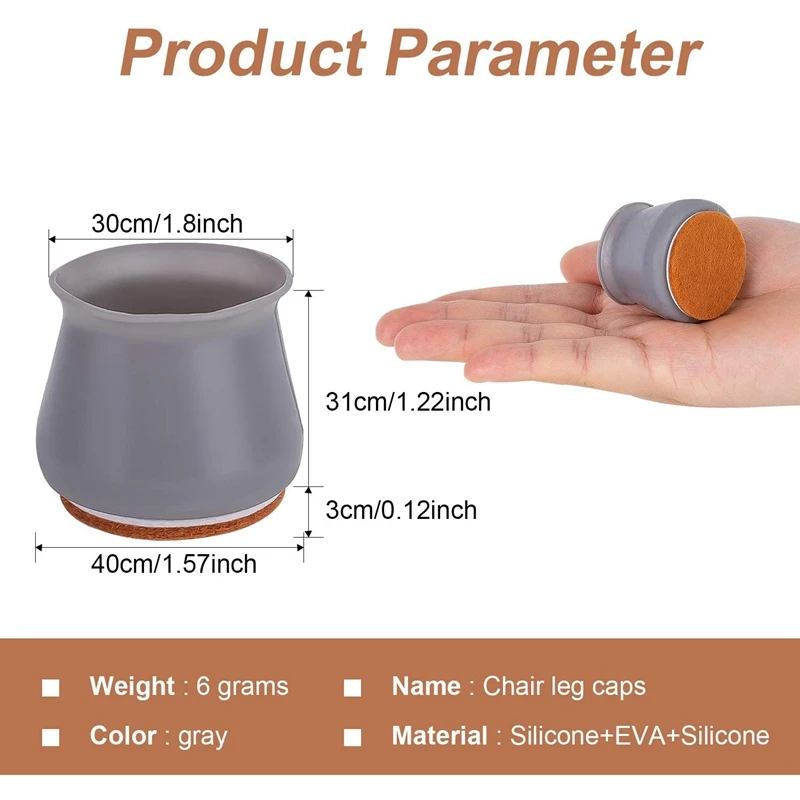 

Chair Legs Cap with Felt Pads, 40PCS Non-Slip Chair Leg Protectors Soft Furniture Leg Pads for Hardwood Floors