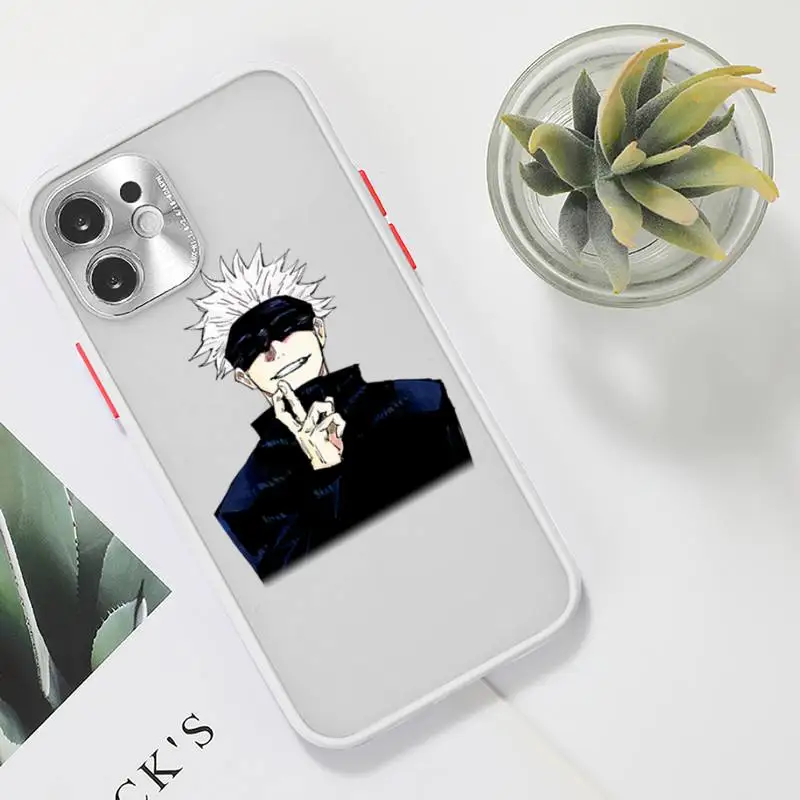 

Jujutsu Kaisen Satoru Gojo anime Phone Case For iPhone 12 11 Mini Pro XR XS Max 7 8 Plus X Matte transparent White Cover