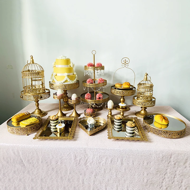 18pcs in set Подставка для торта круглая подставка для кекса металлическая подставка для десерта подставка для торта Золотая - Цвет: 18pcs in set