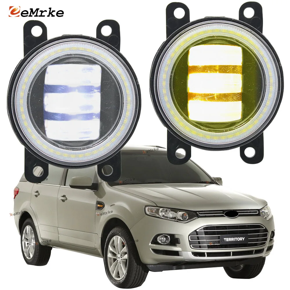 

Светодиодсветодиодный дневные ходовые огни «ангельские глазки» 2 в 1 для Ford Territory TS SZ 2011, 2012, 2013, 2014, противотуманные фары в сборе