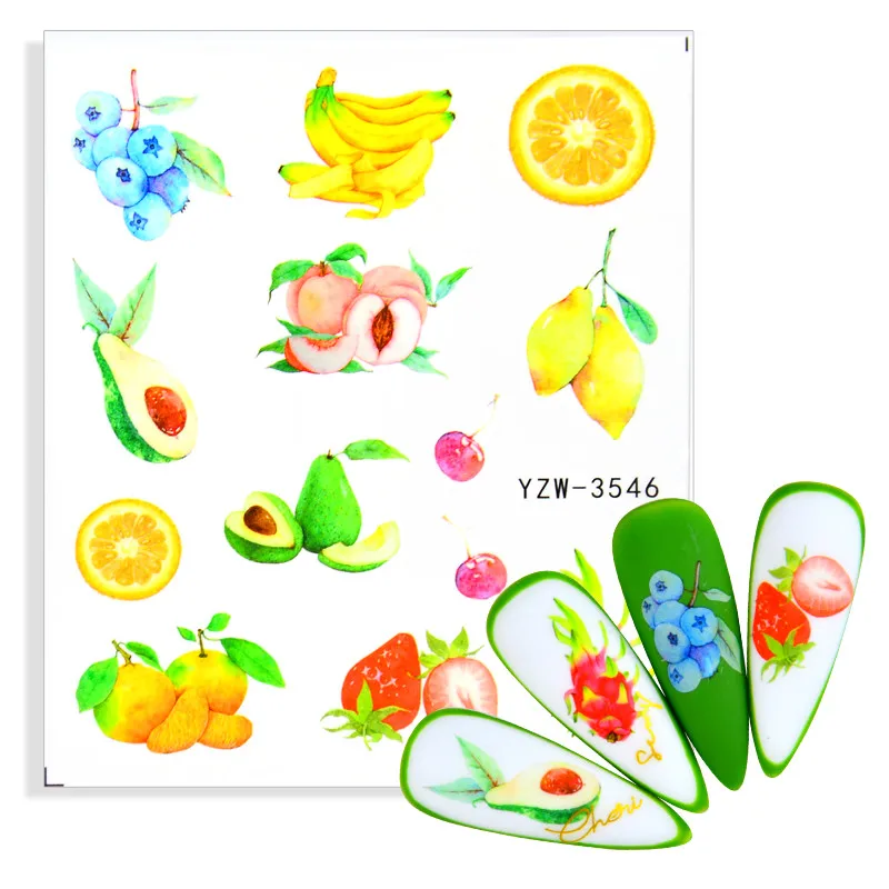 

1 лист воды наклейки для ногтей s клубника мороженое фрукты наклейки для ногтей сладкий торт Питьевая бабочка цветок вода наклейка