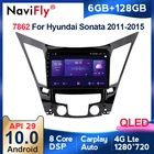 Автомобильный DVD-плеер 6G + 128G QLED 4G LTE Carplay Android 10 для Hyundai Sonata 2011-2015, головное устройство, Wi-Fi