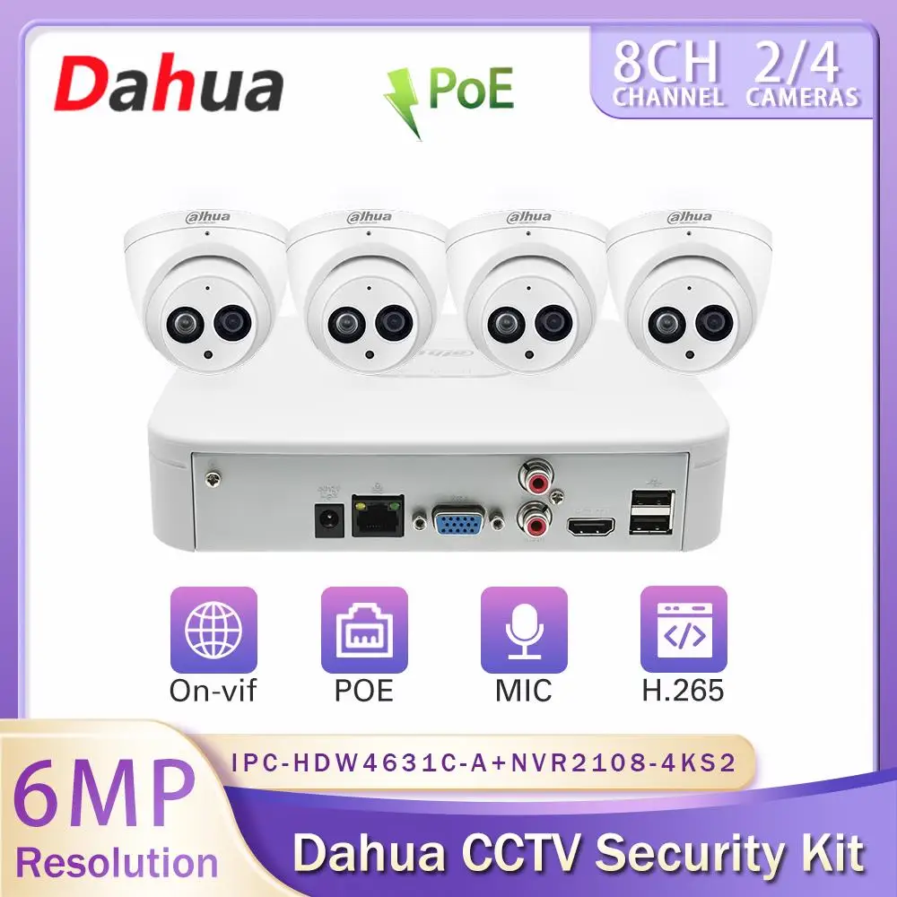 

Система видеонаблюдения Dahua CCTV, 6 МП, встроенный микрофон, 8 каналов