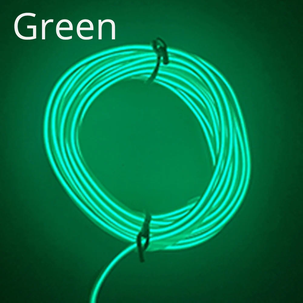 Green 1 м/2 м/3 м/5 м освещение салона автомобиля Авто Светодиодная лента провод веревка трубка гибкий неоновый светильник с 12 В USB сигаретный привод - Испускаемый цвет: Green