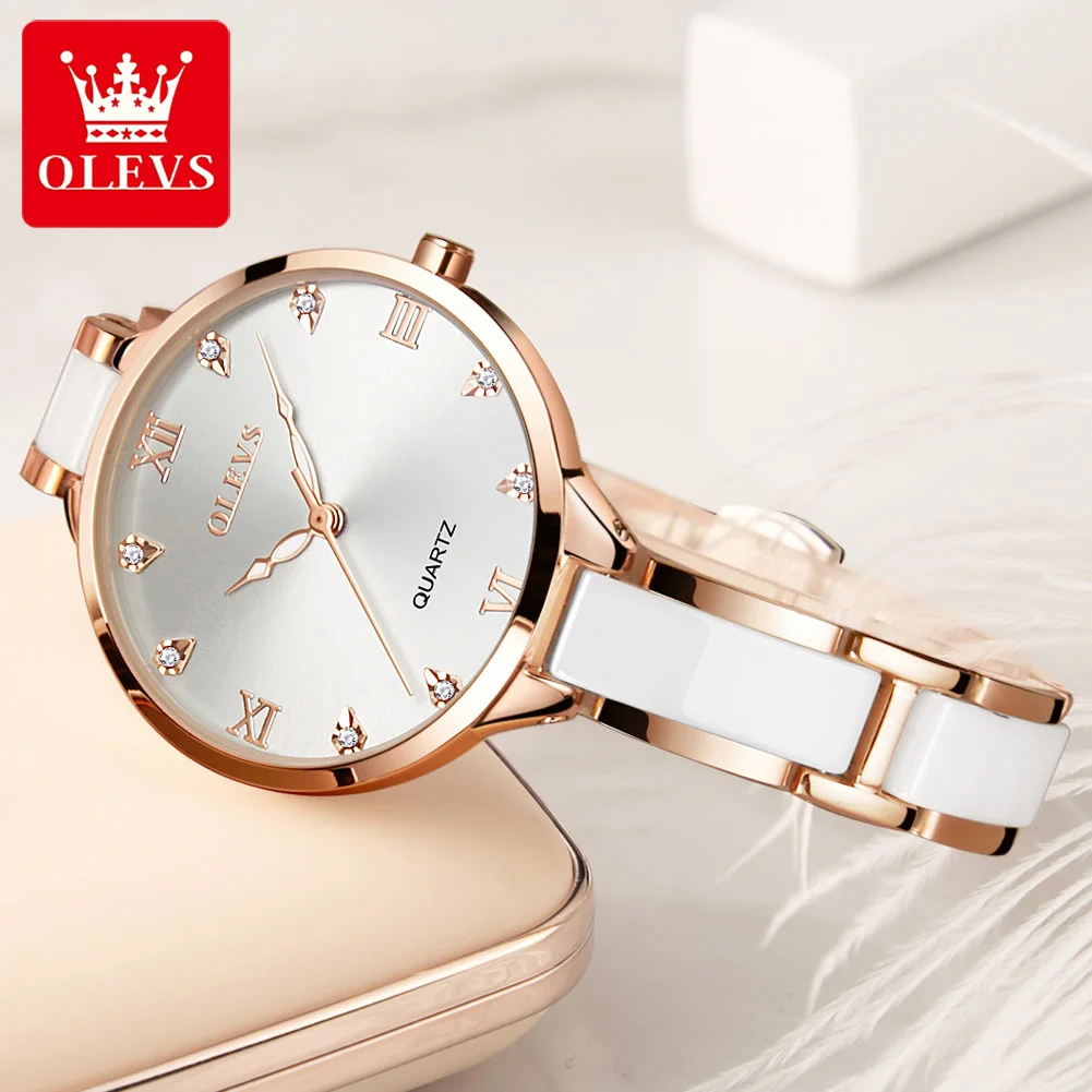 

OLEVS Women Watches Top Brand Luxury Waterproof Rose Gold Bracelet Watch Women Ceramics Quartz Watch Ladies Reloj Mujer Elegante
