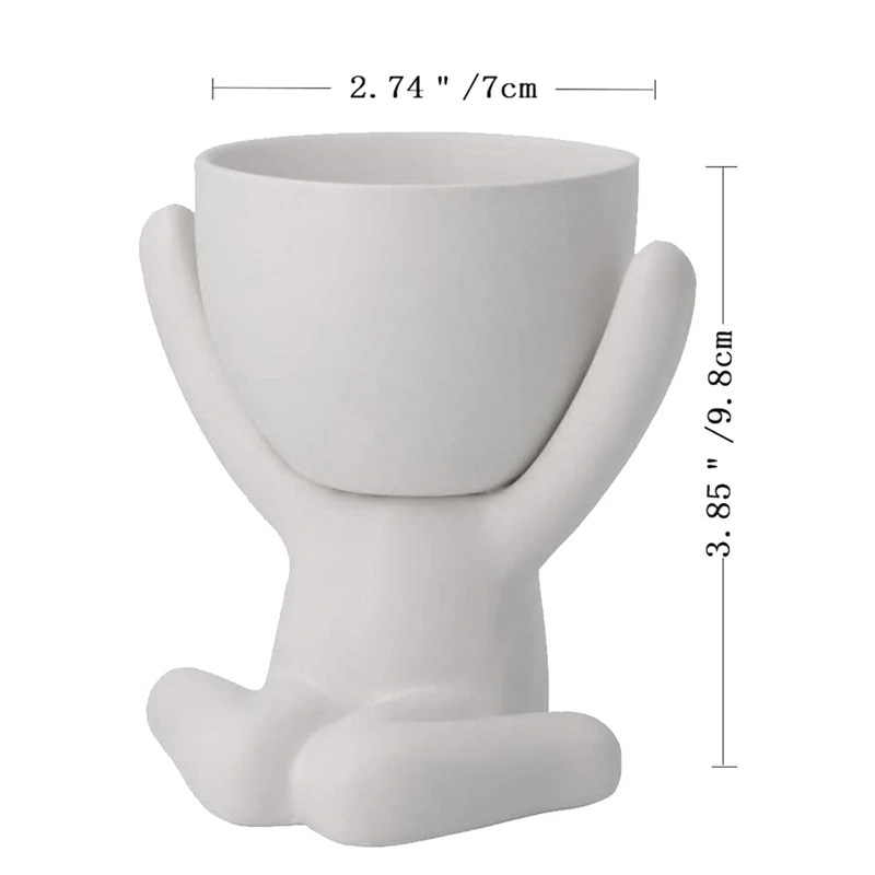2 Pack Ceramic Succulent Plant Pot Human Shaped Small Flower Pots Mini Planters for Desktop Usage Home Decoration White + | Дом и сад