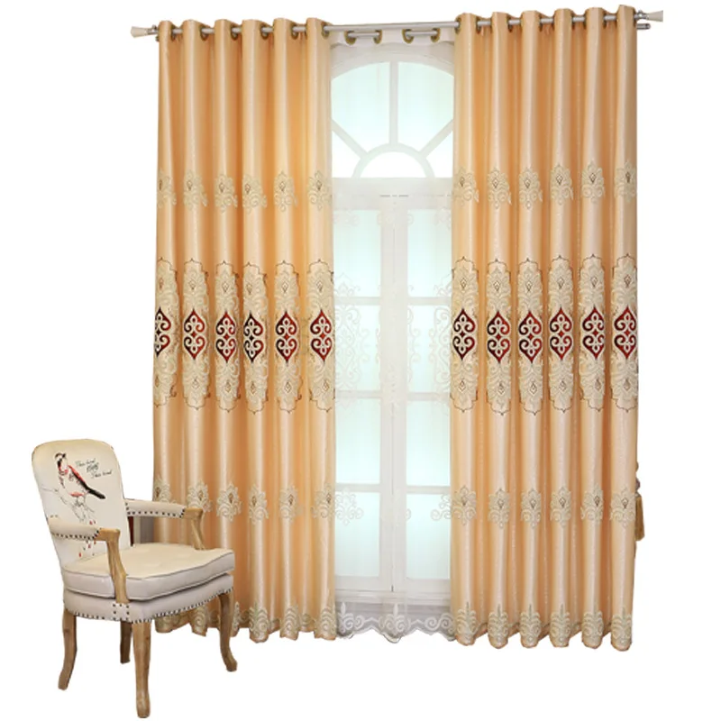 

European-Style Blackout Embroidered Curtains for Living Room Bedroom Linen Thermal Insulated Curtains Blackout Curtain