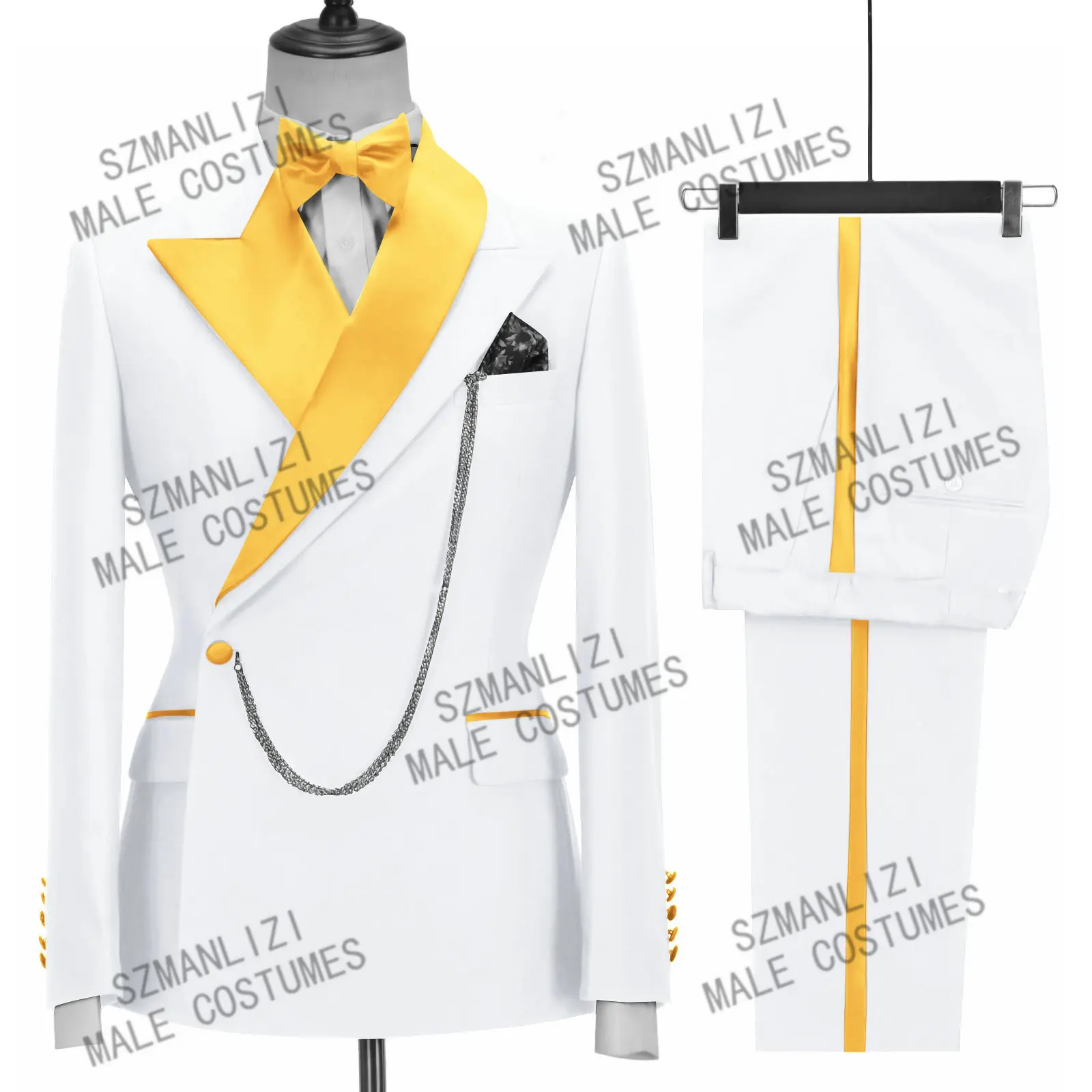 Костюм мужской королевский синий смокинги для вечевечерние двубортные костюмы