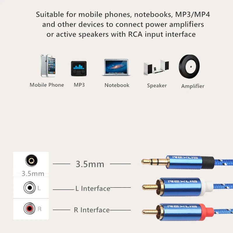 Aux RCA Jack 3 5 разветвитель кабель Hifi стерео штекер 2 мм аудио для домашнего