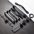 Черные ручки для шкафов из американского алюминиевого сплава, твердые ручки для ящиков, кухонный шкаф дверные ручки для гардероба, мебельная фурнитура