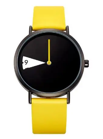 Женские часы креативные наручные женские с желтым кожаным ремешком Montres Femme Reloj