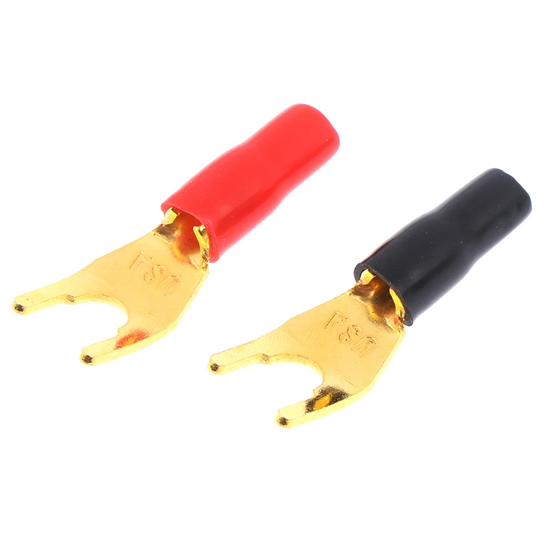 

4pcs Gold Plated Tuning Fork Banana Y Spade Plug Speaker Terminals Connectors Accessories