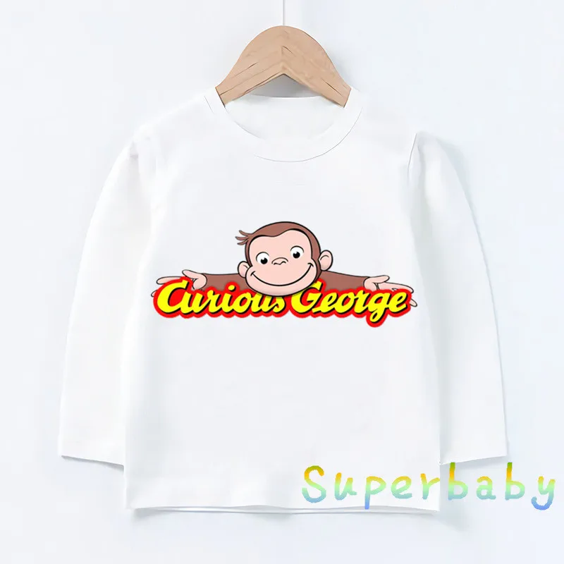 Детская любопытная Футболка с принтом обезьяны Джордж забавные детские топы