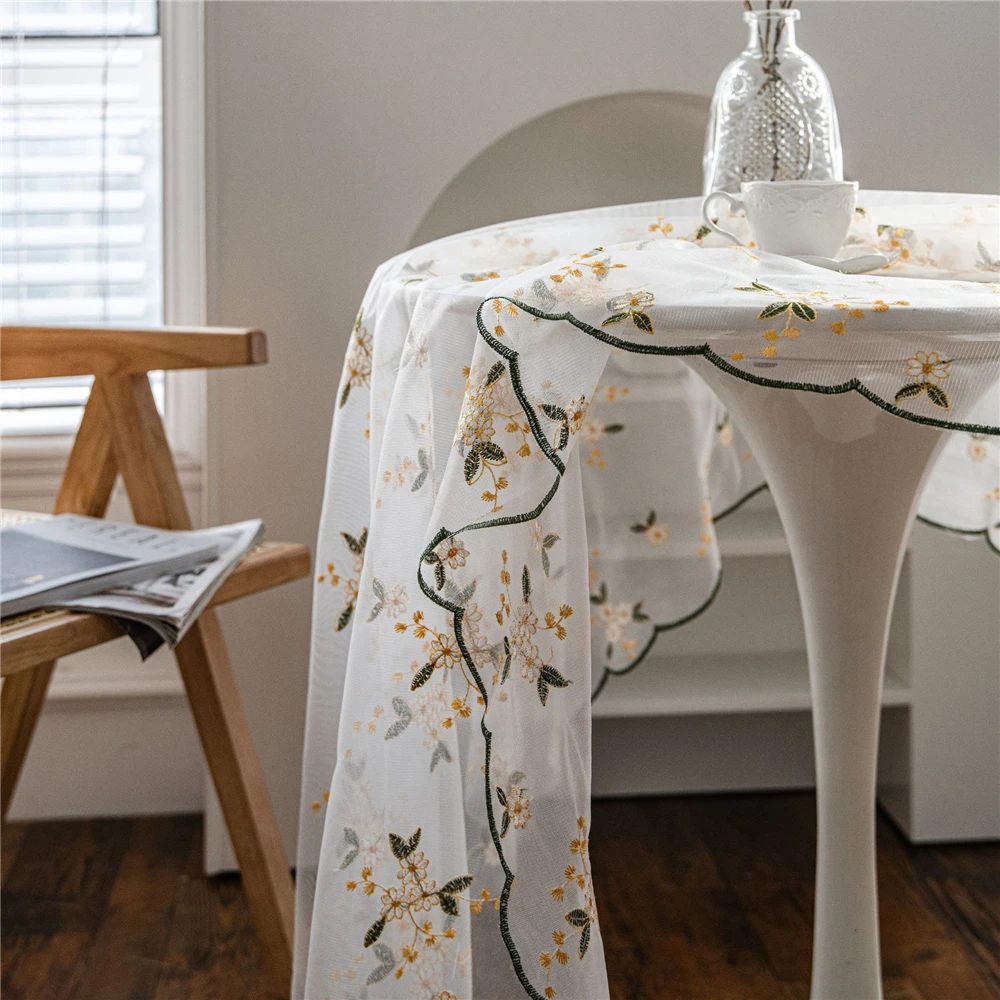 Скатерть с кружевом и вышивкой в виде желтого цветка cilved скатерть домашний декор