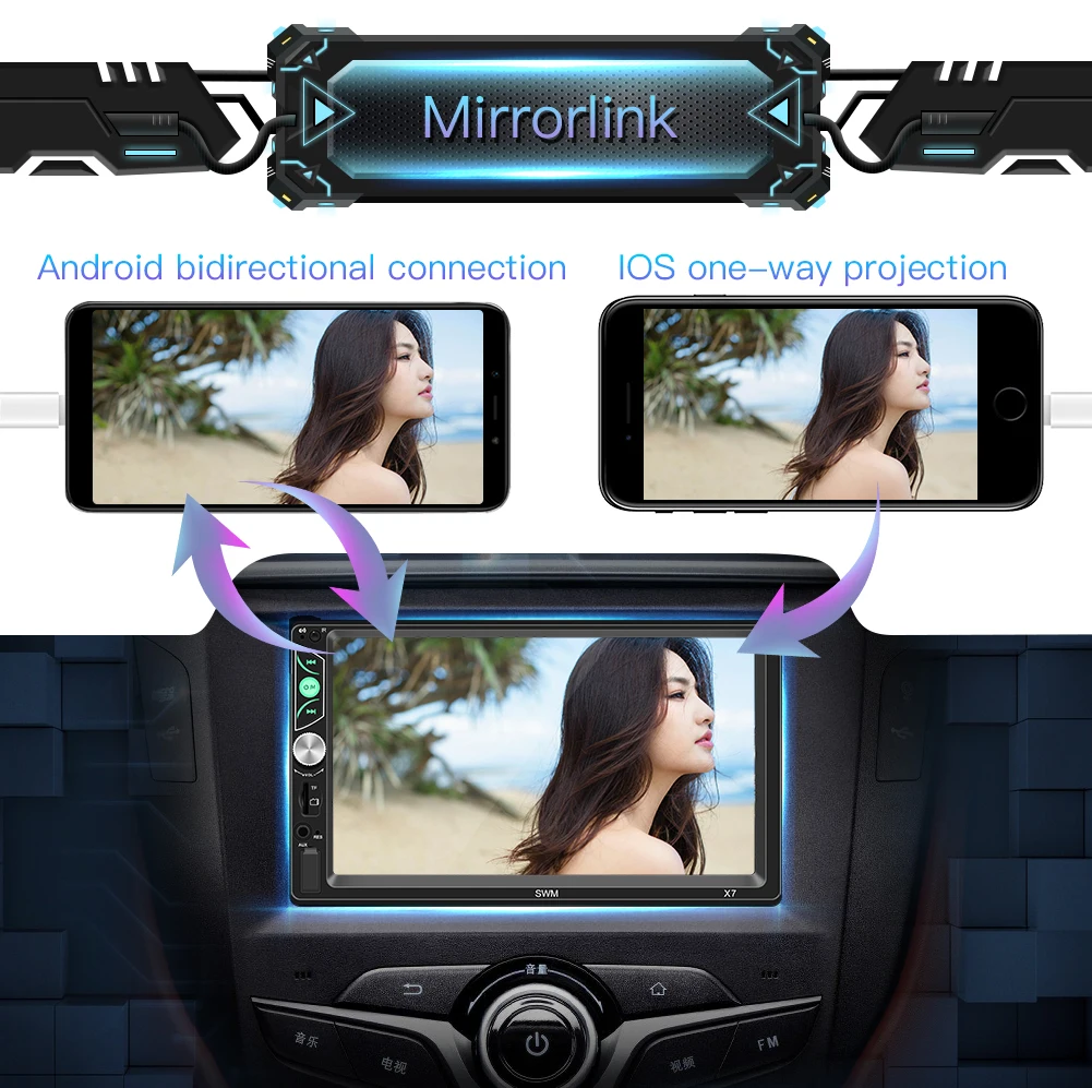 2 Din X7 7 дюймов Автомобильный MP5 видео плеер Bluetooth стерео аудио Поддержка