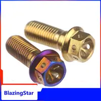 304 Stainless Steel Flange Cap Half Tooth Outside Hexagonal Screw M10*25mm Burn Titanium Bolts Hollow-out Decorative Pattern