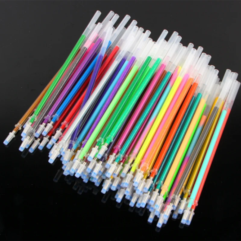 12 шт./компл. флэш Ballpint гелевая ручка Выделите пополнения Цвет блестящими чернил