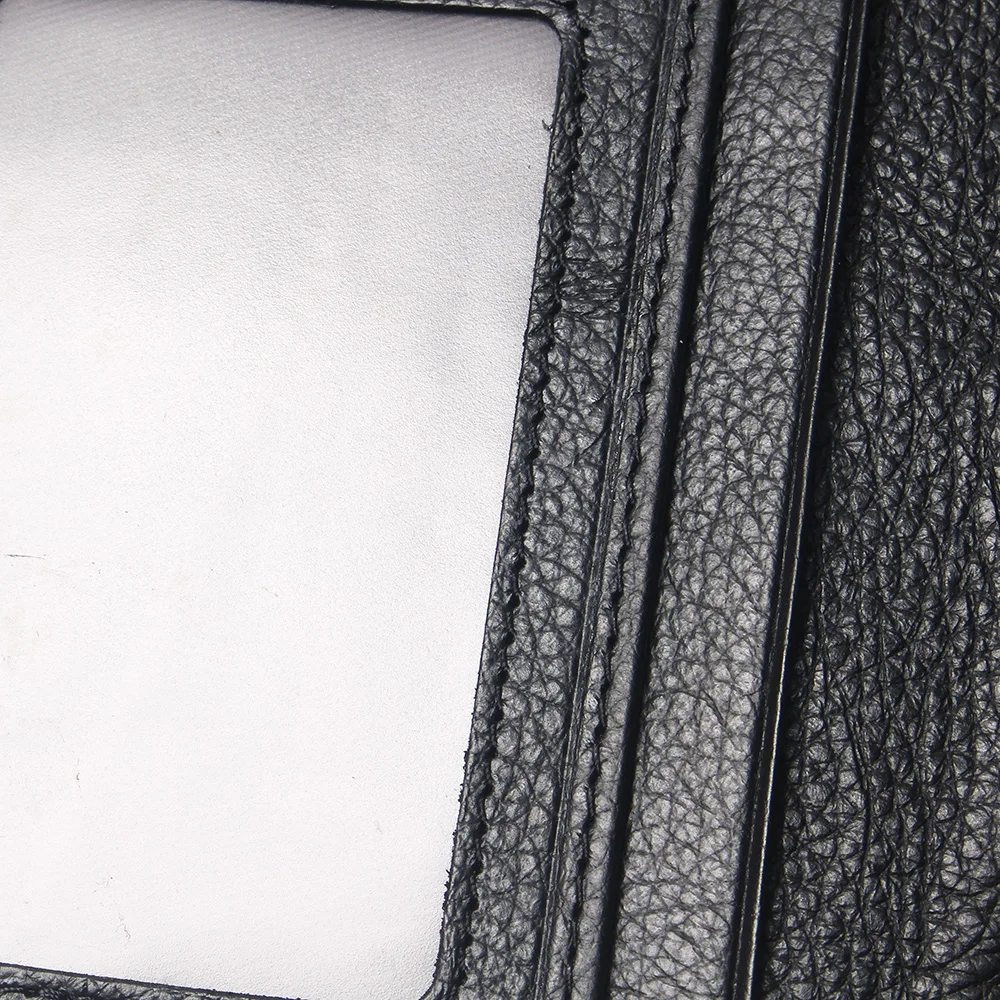 Мужской длинный однотонный черный кошелек из 100% натуральной кожи мужской