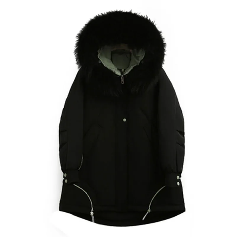 

Warm Hooded Fashion Large Size Women Down Jacket 2022 New Winter Trend White Duck Big Fur Collar Down Womens Down Jackets NBH228