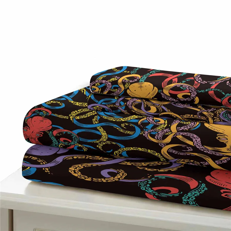HELENGILI 3D Bedding Set Octopus Print Duvet Cover Lifelike Bedclothes with Pillowcase Bed Home Textiles #ZY-11 | Дом и сад