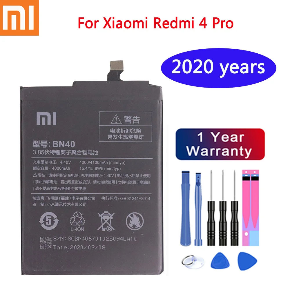 2020 лет Xiaomi оригинальный аккумулятор BN40 4100mAh для Xiaomi Redmi 4 Pro Prime 3G RAM 32G ROM Edition Высокое качество батареи