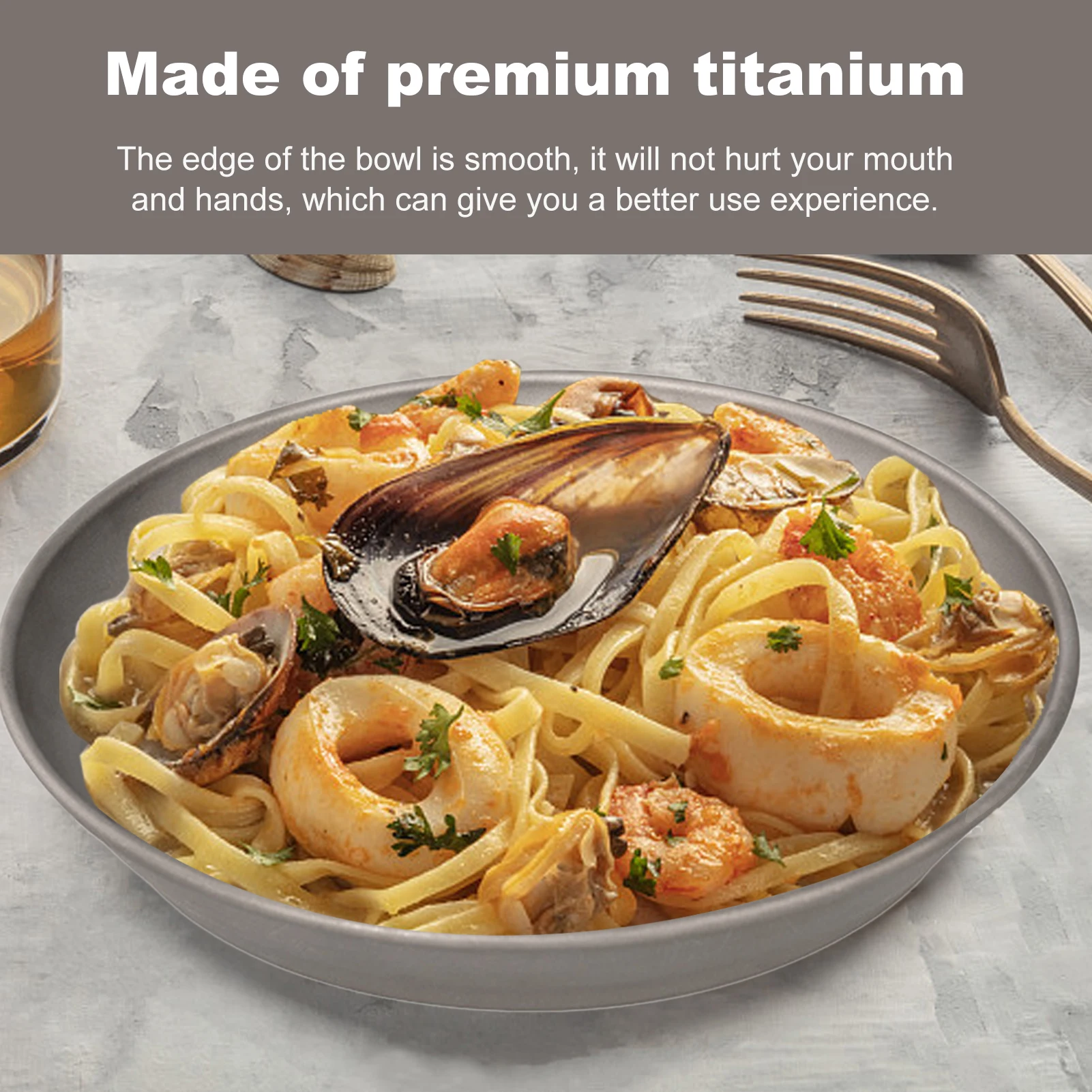 

High Intensity Titanium Bowl Plate Ultralight Titanium Tableware Anti-Scald Bowl Dish Soup Bowl for Camping Hiking Cooking Bowl