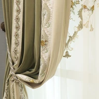 new high end french curtains for living dining room bedroom luxury pure color light luxury embroidered curtains