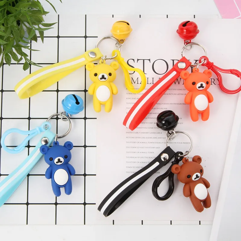 Новинка 2019 мультфильм цепочка для ключей с медведем женской сумки кулон ПВХ