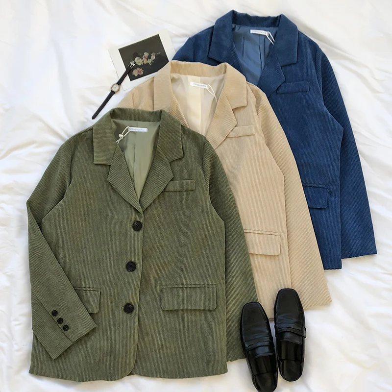 Зимний весенний женский вельветовый Блейзер куртки корейский стиль