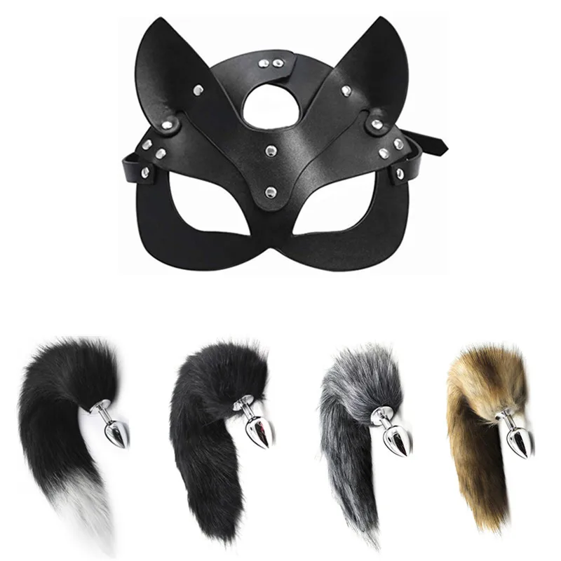 

erotic 40CM Fox Tail Metal Anal Plug sexy mask BDSM Sex Bondage Adult Sex Toys cosplay adult games