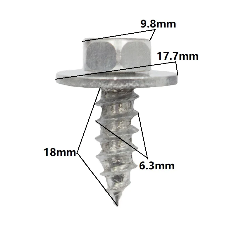 

10 шт. Авто кузов Шестигранные Болты Винты Автомобильные Крылья металлические заклепки оцинкованные серебряные крестовые винты
