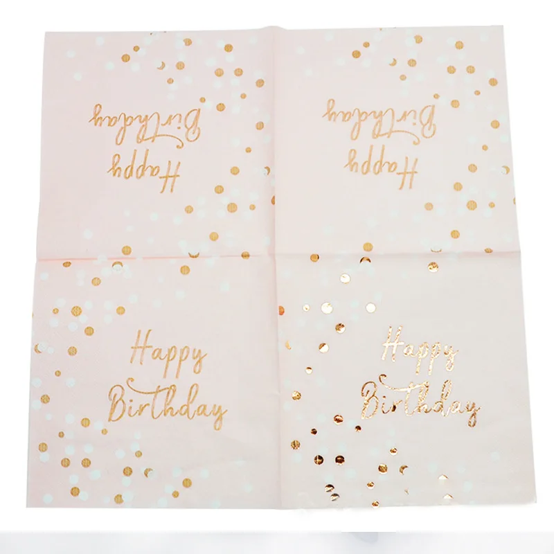 16 шт./компл. бумажная салфетка в горошек с розовыми буквами деревянная для