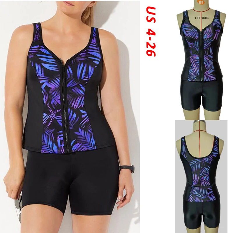 

2022 New 3PCS Plus Size Print Tankini Two Piece Swimsuit with Shorts Swimwear Women Swimming Suit for Girls Plavky