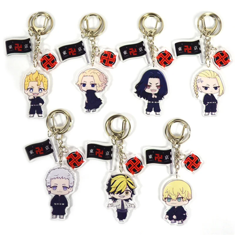 

Popular Anime Tokyo Revengers Cosplay Keychain Acrylic Figure Manjiro Ken Takemichi Hinata Atsushi Chibi Cute Bag Keyrings Prop