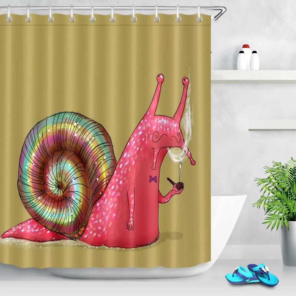 Занавеска для душа непромокаемая с моллюсковым узором и крючками|Шторы душа| |