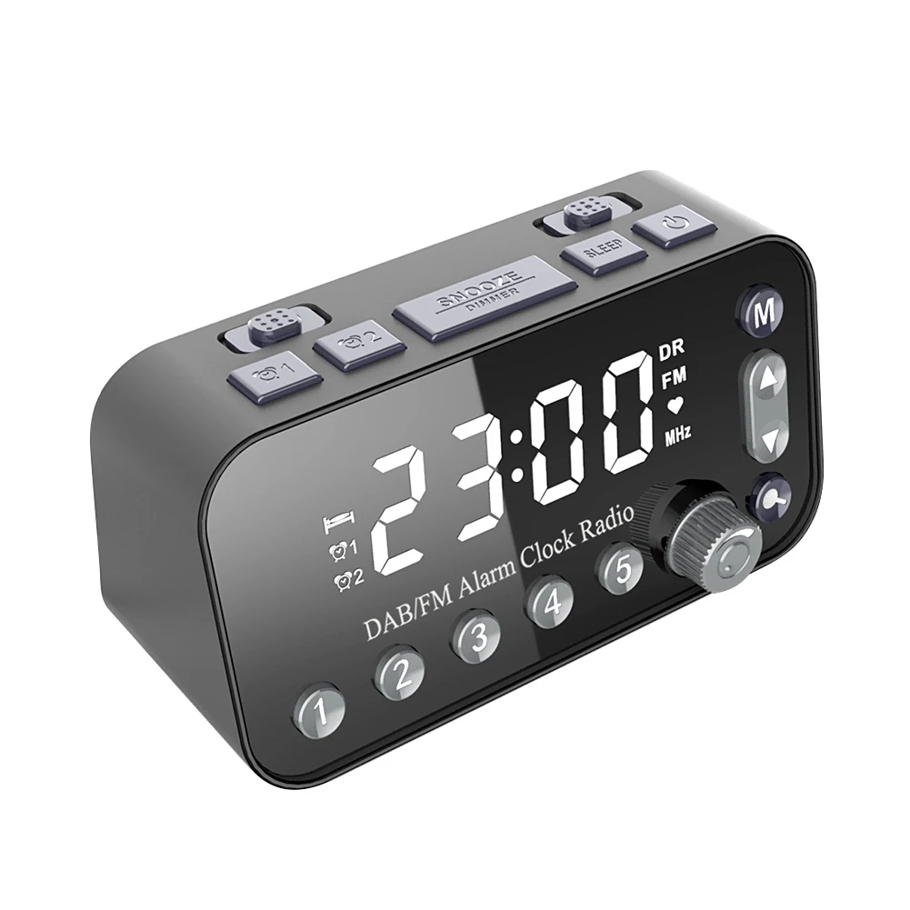

Digital Alarm Clock DAB DAB FM Radio LED Display Dual USB Charging Port LCD Display Backlight Adjustable Alarm Volume Clock