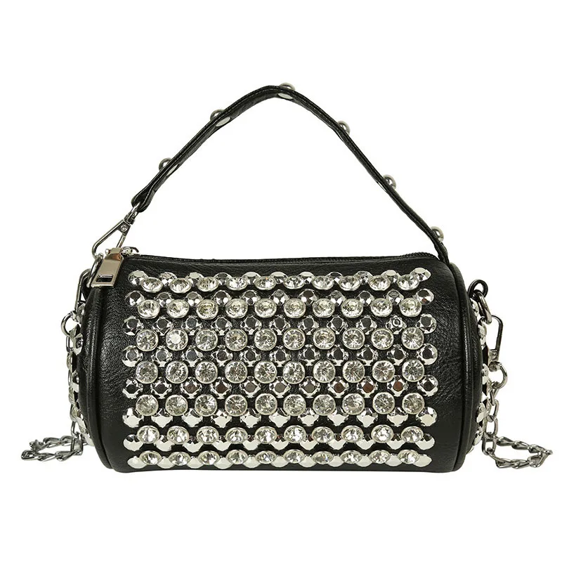 

Diamond Rivet Design Bucket Bag Wild PU Leather Small Crossbody Bags For Women 2020 Luxury Fashion Chain Shoulder Handbags