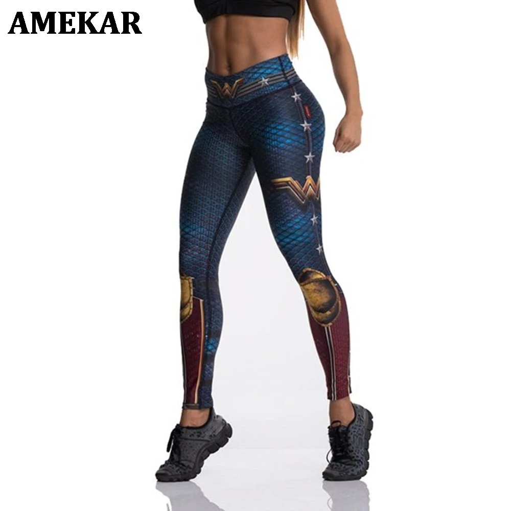 

Fashion Tibetan Blue Captain Fight Push Up Workout Leggings Slim High Waist Jeggings Women Sexy Sportswear Leggings Workout