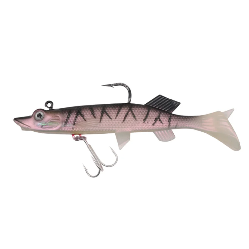 

Artificial Plastic Soft Bait Bass With Blood Trough Hook Anti-hanging Bottom Bionic Bait Swimbait 3D Eyes 7pcs/set 35g/12cm